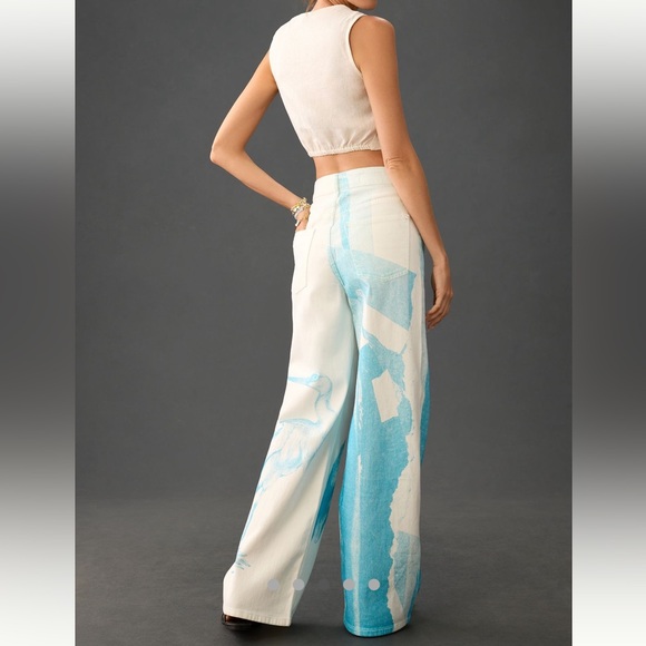 NWT Anthropologie x Anne Guest Size 28 Cyanotype High-Rise Jeans in White - Picture 4 of 10